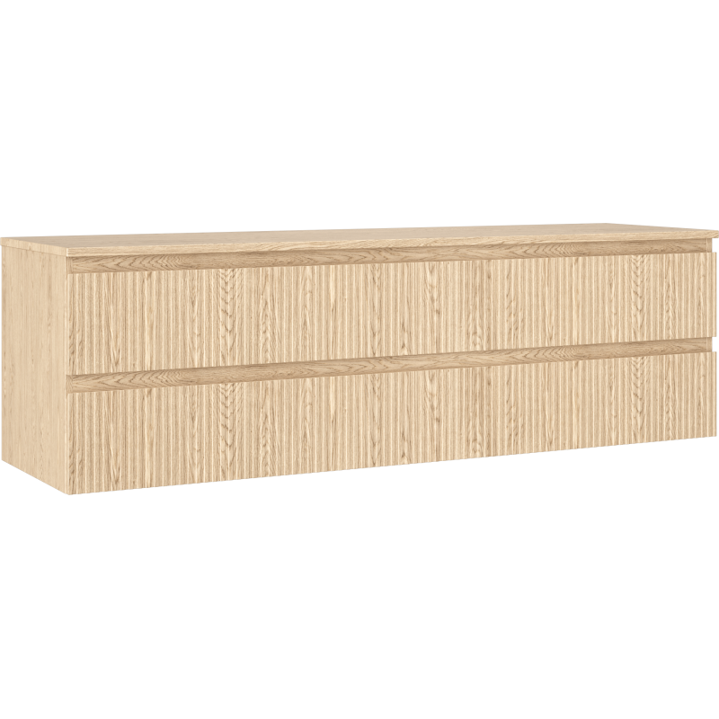 Mexen Rivel meuble de salle de bains sous-lavabo 160 cm avec plateau, 2 tiroirs, rainuré, chêne - 91A20-16047-2-BFFC81