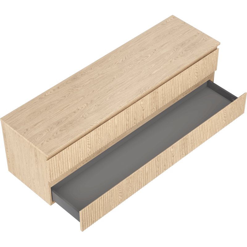 Mexen Rivel meuble de salle de bains 160 cm avec plateau, 2 tiroirs, rainuré, chêne - 91A20-16047-2-BFFC81