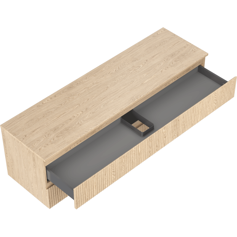 Mexen Rivel meuble de salle de bains 160 cm avec plateau, 2 tiroirs, rainuré, chêne - 91A20-16047-2-BFFC81