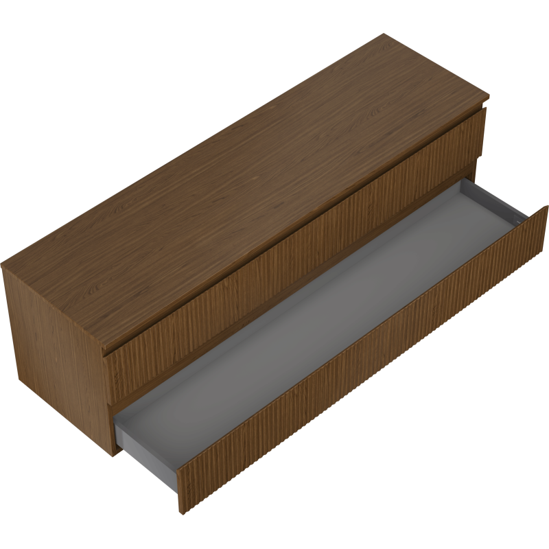 Mexen Rivel meuble de salle de bain sous lavabo 160 cm avec plateau, 2 tiroirs, rainuré, noyer - 91A20-16047-2-BFFC86