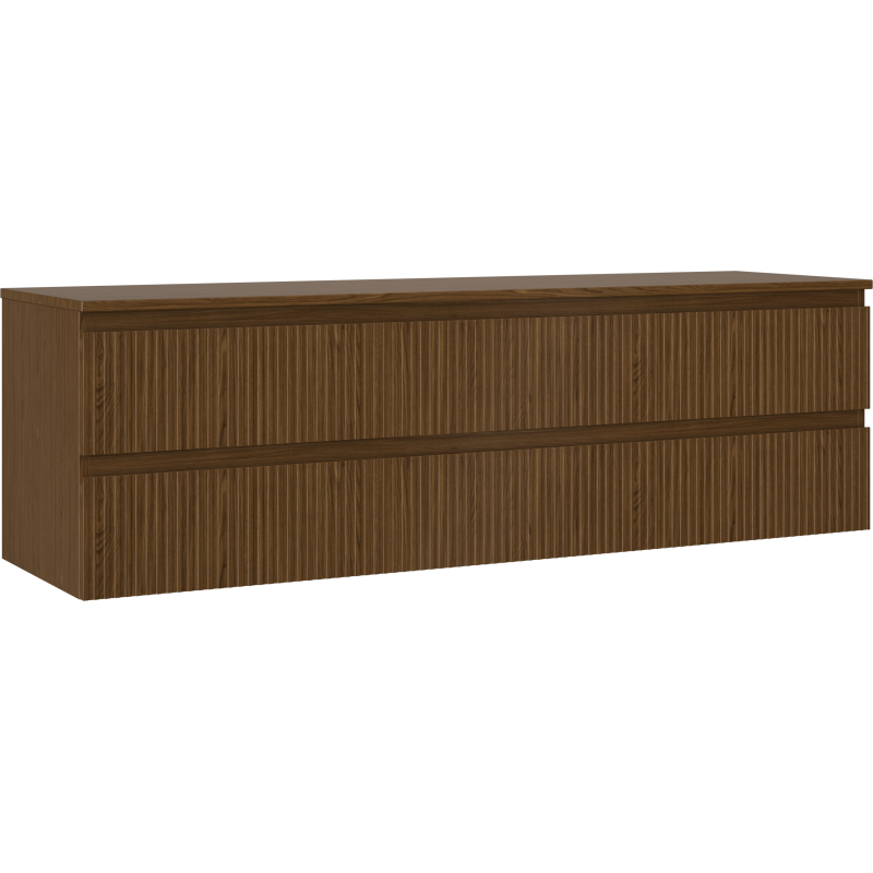 Mexen Rivel meuble de salle de bain sous-lavabo 160 cm avec plateau, 2 tiroirs, rainuré, noyer - 91A20-16047-2-BFFC86