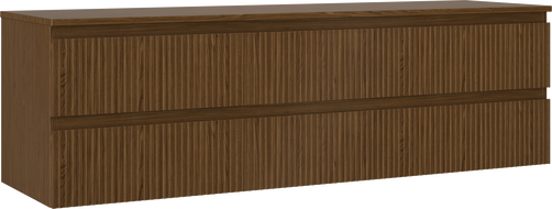 Mexen Rivel meuble de salle de bain sous-lavabo 160 cm avec plateau, 2 tiroirs, rainuré, noyer - 91A20-16047-2-BFFC86