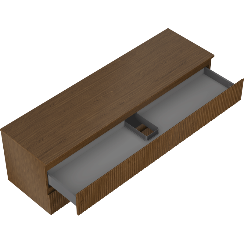 Mexen Rivel meuble de salle de bain sous lavabo 160 cm avec plateau, 2 tiroirs, rainuré, noyer - 91A20-16047-2-BFFC86