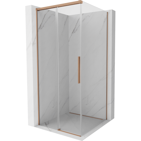 Cabine de douche coulissante Mexen Rox 100 x 100 cm, transparent, cuivre brossé - 8C2-100-100-65-00
