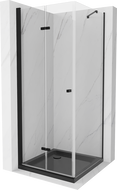 Mexen Lima cabine de douche pliante 80 x 80 cm, transparent, noir + receveur de douche Flat, noir - 856-080-080-70-00-4070B