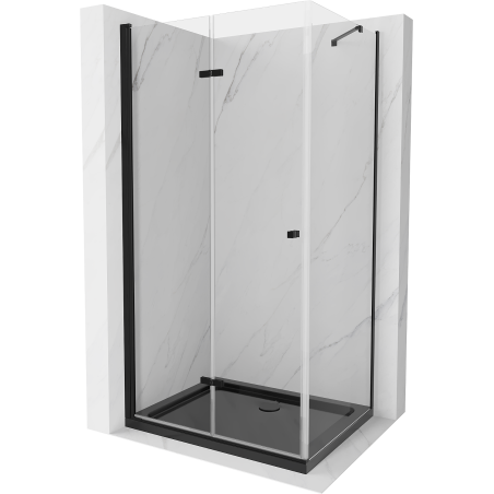 Mexen Lima cabine de douche pliante 80 x 100 cm, transparente, noire + receveur Flat, noir - 856-080-100-70-00-4070B