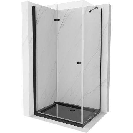 Mexen Lima cabine de douche pliante 90 x 100 cm, transparent, noir + receveur de douche Flat, noir - 856-090-100-70-00-4070B