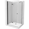 Mexen Lima cabine de douche pliante 80 x 70 cm, transparent, noir + bac à douche Flat, blanc - 856-080-070-70-00-4010B
