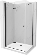 Mexen Lima cabine de douche pliante 80 x 70 cm, transparent, noir + bac à douche Flat, blanc - 856-080-070-70-00-4010B