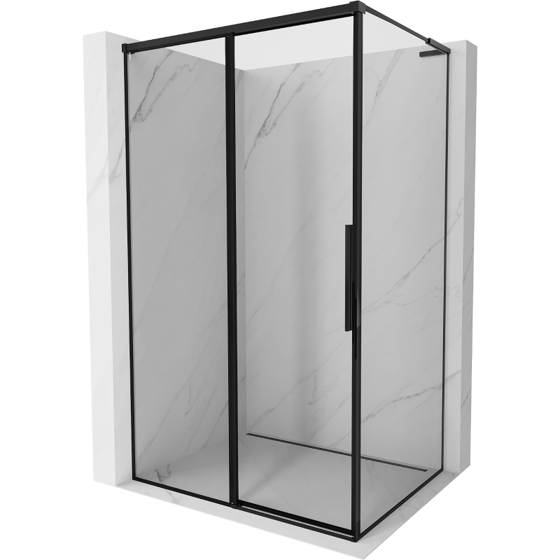 Cabine de douche coulissante gauche Mexen Rox L 100 x 80 cm, cadre noir, noir - 8C2L-100-080-70-70-L