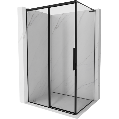Cabine de douche coulissante gauche Mexen Rox L 100 x 80 cm, cadre noir, noir - 8C2L-100-080-70-70-L