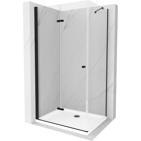 Mexen Lima cabine de douche pliante 80 x 120 cm, transparent, noir + bac à douche Flat, blanc - 856-080-120-70-00-4010B