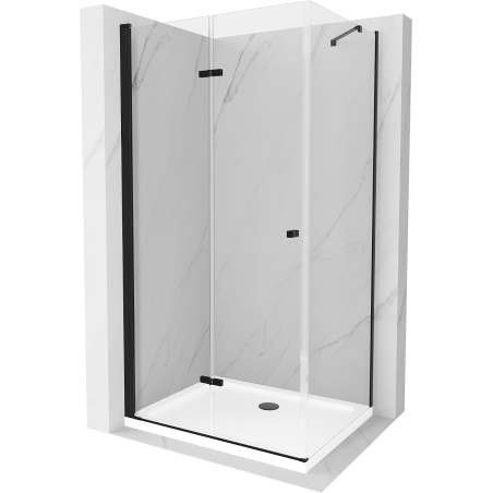 Mexen Lima cabine de douche pliante 90 x 100 cm, transparente, noire + receveur Flat, blanc - 856-090-100-70-00-4010B