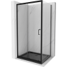 Mexen Apia cabine de douche coulissante 90 x 80 cm, transparente, noire + receveur Flat, noir - 840-090-080-70-00-4070B