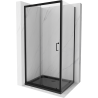 Mexen Apia cabine de douche coulissante 90 x 70 cm, transparente, noire + bac Flat, noir - 840-090-070-70-00-4070B