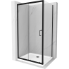 Mexen Apia cabine de douche coulissante 140 x 100 cm, transparent, noir + receveur plat, blanc- 840-140-100-70-00-4010B
