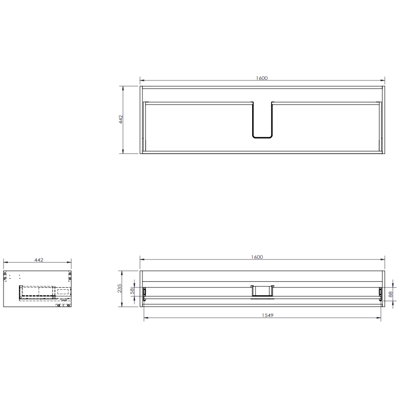 Mexen Orio armoire de salle de bain 160 cm avec lavabo Otis, 1 tiroir, graphite mat/blanc mat - 91A10-16023-1-BF66-W18M01
