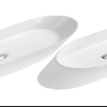 Mexen Grovo lavabo à poser cannelé 57 x 36 cm, blanc - 22305700