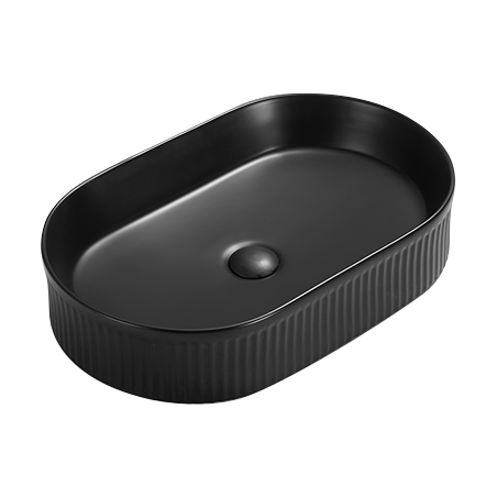 Mexen Grovo lavabo à poser rainuré 57 x 36 cm, noir mat - 22305785