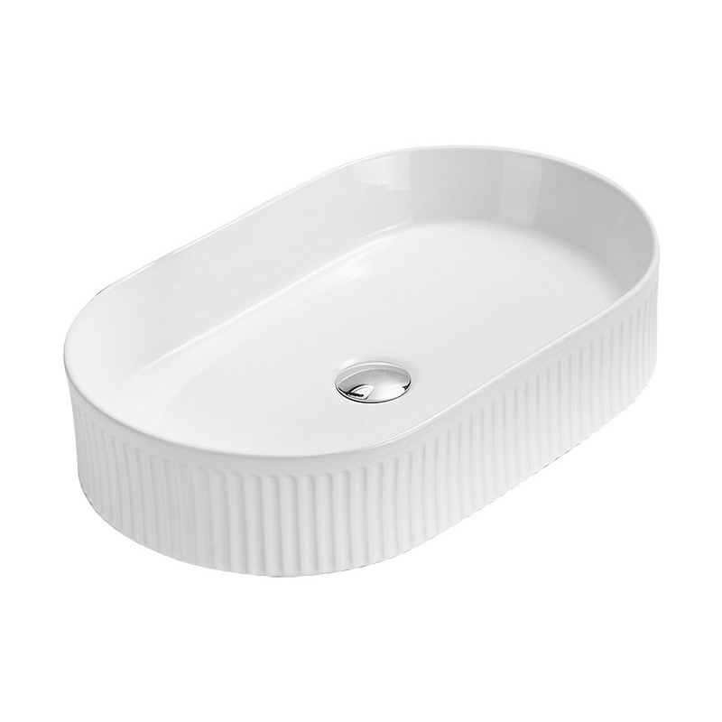 Mexen Grovo lavabo à poser cannelé 49 x 31 cm, blanc - 22304900