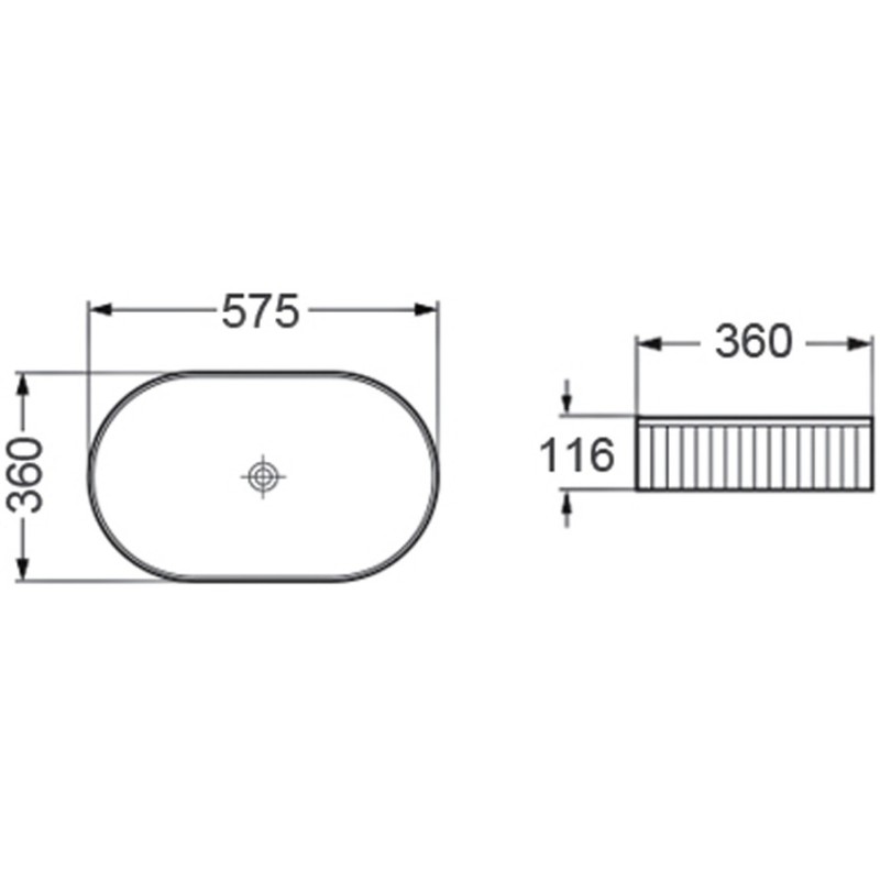 Mexen Grovo lavabo à poser cannelé 57 x 36 cm, blanc - 22305700