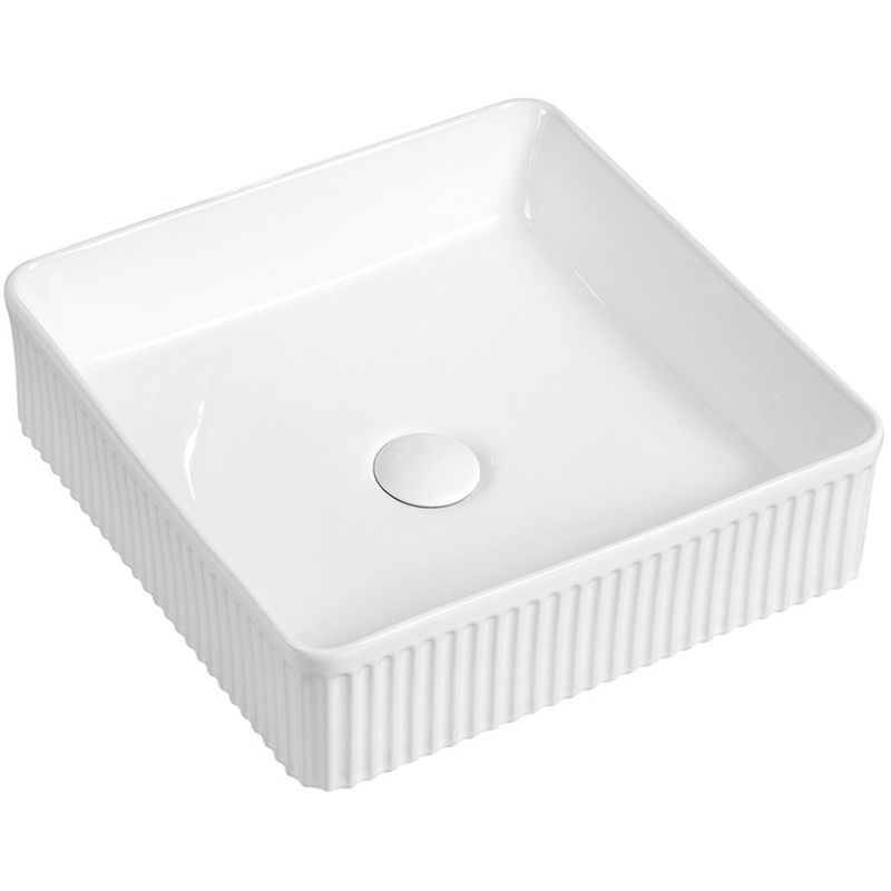 Mexen Grovo vasque à poser striée 41 x 41 cm, blanc - 22304100