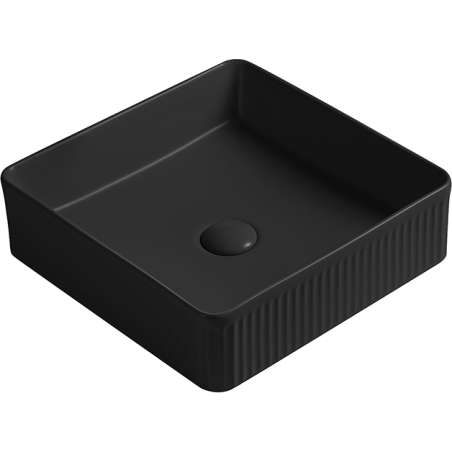 Mexen Grovo lavabo à poser rainuré 41 x 41 cm, noir mat - 22304185