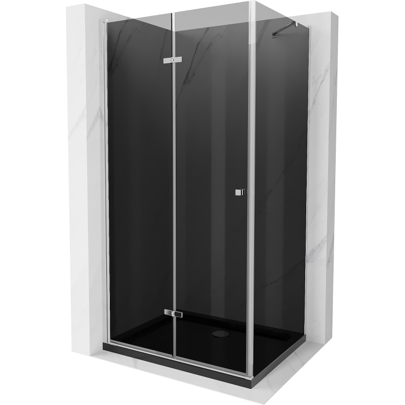 Mexen Lima cabine de douche pliante 80 x 100 cm, graphite, chrome + receveur Flat, noir - 856-080-100-01-40-4070