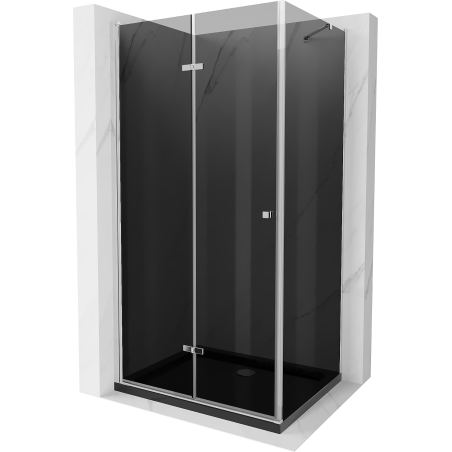 Mexen Lima cabine de douche pliante 80 x 100 cm, graphite, chrome + receveur Flat, noir - 856-080-100-01-40-4070