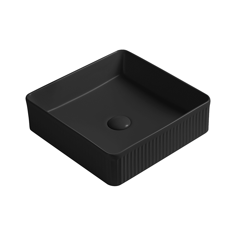 Mexen Grovo lavabo à poser rainuré 37 x 37 cm, noir mat - 22303785