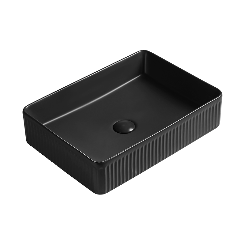Mexen Grovo lavabo posé sur plan rainuré 51 x 37 cm, noir mat - 22305185