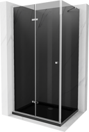 Mexen Lima cabine de douche pliante 100 x 80 cm, graphite, chrome + receveur Flat, noir - 856-100-080-01-40-4070