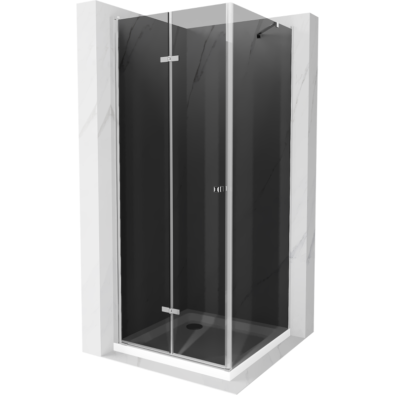 Mexen Lima cabine de douche pliante 70 x 70 cm, graphite, chrome + receveur plat, blanc - 856-070-070-01-40-4010