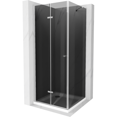 Mexen Lima cabine de douche pliable 80 x 80 cm, graphite, chrome + receveur Flat, blanc - 856-080-080-01-40-4010
