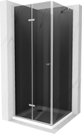 Mexen Lima cabine de douche pliable 80 x 80 cm, graphite, chrome + receveur Flat, blanc - 856-080-080-01-40-4010