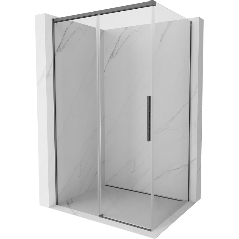 Mexen Rox cabine de douche coulissante 140 x 120 cm, transparente, gris canon brossé - 8C2-140-120-66-00