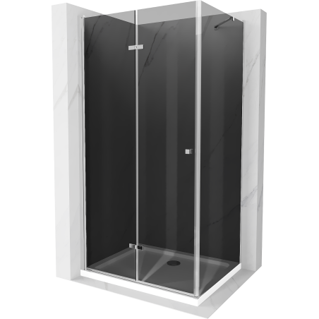 Mexen Lima cabine de douche pliante 90 x 110 cm, graphite, chrome + receveur Flat, blanc - 856-090-110-01-40-4010