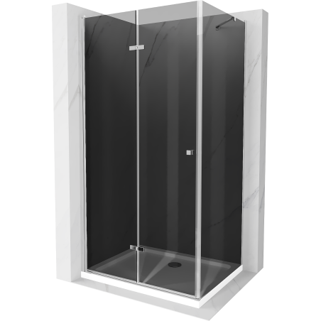 Mexen Lima cabine de douche pliante 100 x 70 cm, graphite, chrome + receveur Flat, blanc - 856-100-070-01-40-4010