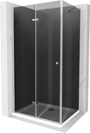 Mexen Lima cabine de douche pliante 100 x 80 cm, graphite, chrome + receveur plat, blanc - 856-100-080-01-40-4010