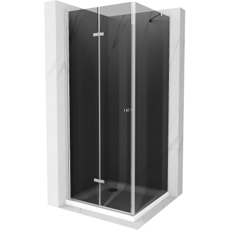 Mexen Lima cabine de douche pliante 100 x 100 cm, graphite, chrome + receveur Flat, blanc - 856-100-100-01-40-4010