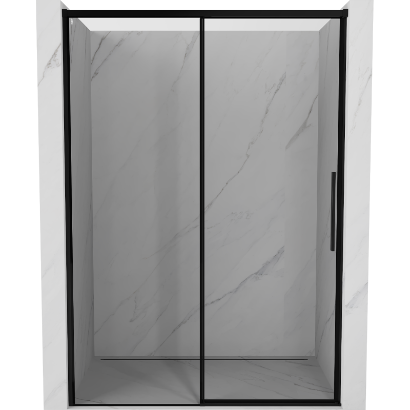 Mexen Rox porte de douche coulissante gauche 155 cm, cadre noir, noir - 8C2-155-000-70-70-L