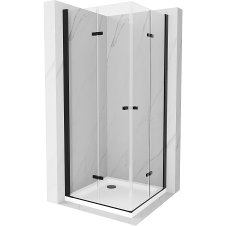 Mexen Lima Duo cabine de douche pliable 100 x 100 cm, transparent, noir + receveur Flat - 856-100-100-70-02-4010B