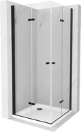 Mexen Lima Duo cabine de douche pliable 100 x 100 cm, transparent, noir + receveur Flat - 856-100-100-70-02-4010B