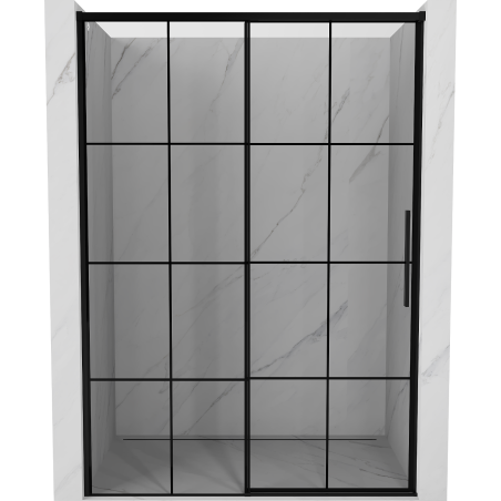 Mexen Rox porte de douche coulissante gauche 155 cm, grille noire, noir - 8C2-155-000-70-77-L