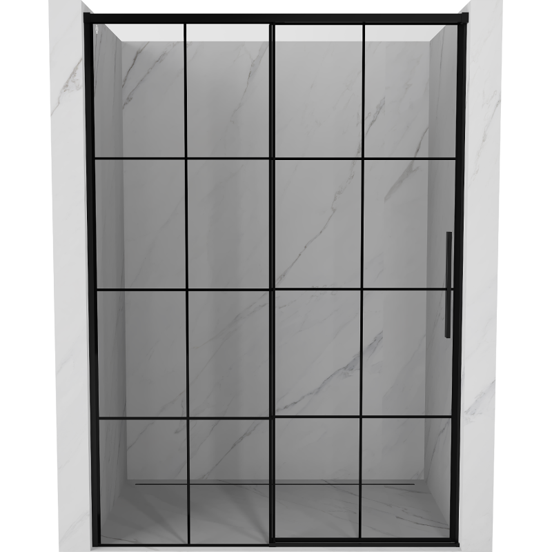 Mexen Rox porte de douche coulissante gauche 160 cm, grille noire, noir - 8C2-160-000-70-77-L