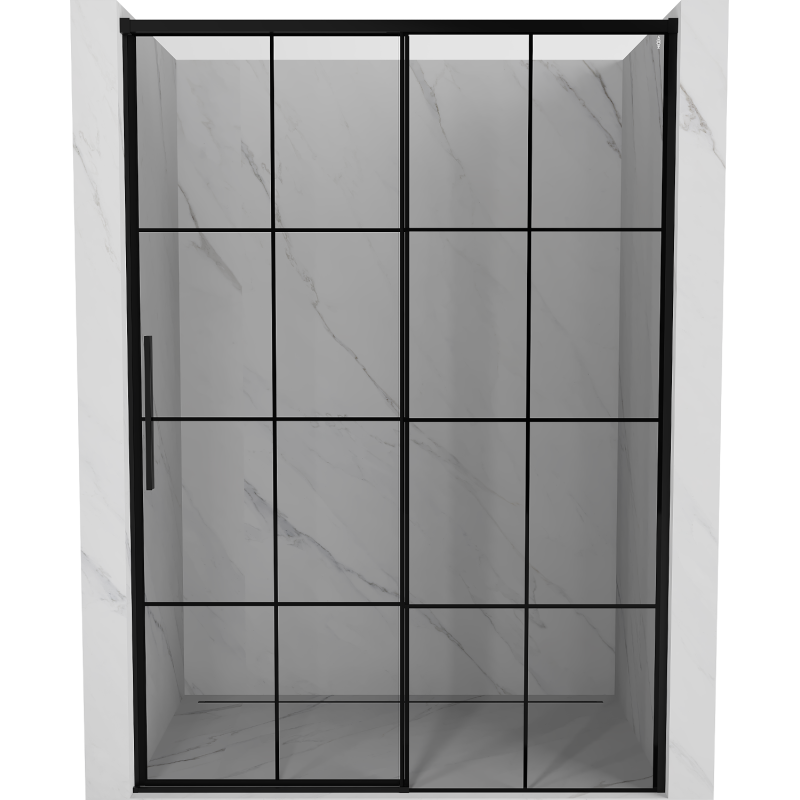 Mexen Rox porte de douche coulissante à droite 155 cm, grille noire, noir - 8C2-155-000-70-77-P