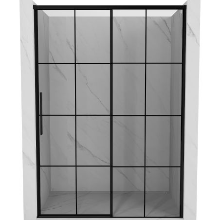 Mexen Rox porte de douche coulissante à droite 155 cm, grille noire, noir - 8C2-155-000-70-77-P