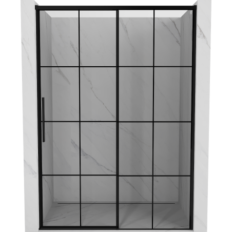 Mexen Rox portes de douche coulissantes droites 155 cm, grille noire, noir - 8C2-155-000-70-77-P