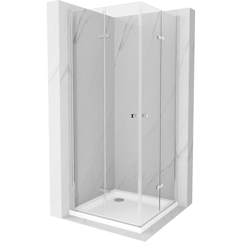 Mexen Lima Duo cabine de douche pliable 100 x 100 cm, transparent, chrome + receveur Flat - 856-100-100-01-02-4010