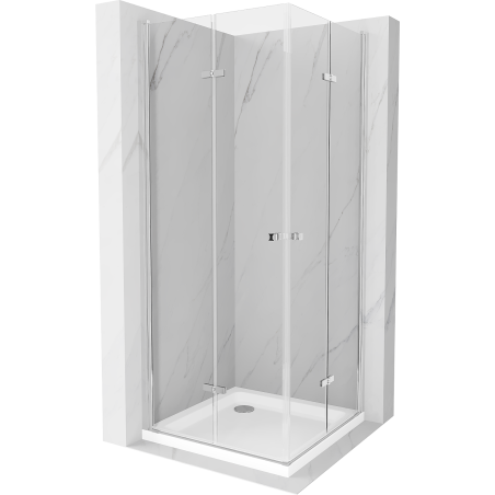 Mexen Lima Duo cabine de douche pliable 100 x 100 cm, transparent, chrome + receveur Flat - 856-100-100-01-02-4010